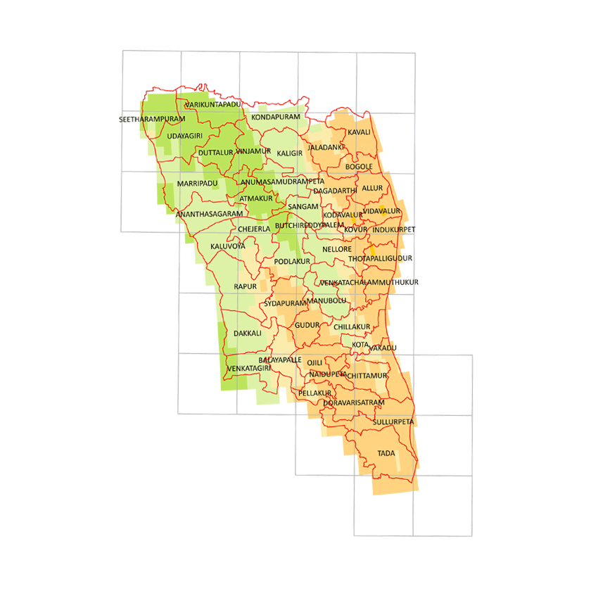 Storm surge inundation map for cyclone with wind speed